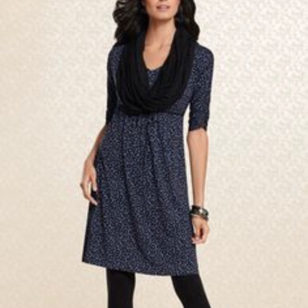 Soma V-neck Elixir Blue Beth Drawstring Dress Lg